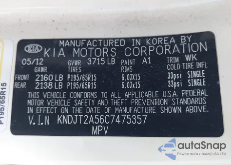 2012 Kia Soul from USA, damaged, VIN KNDJT2A56C7475357